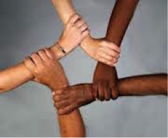 multi races holding hands
